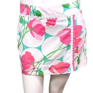 Lilly Pulitzer Skort size 0 Pretty Pink Green White Trim Shorts Skirt